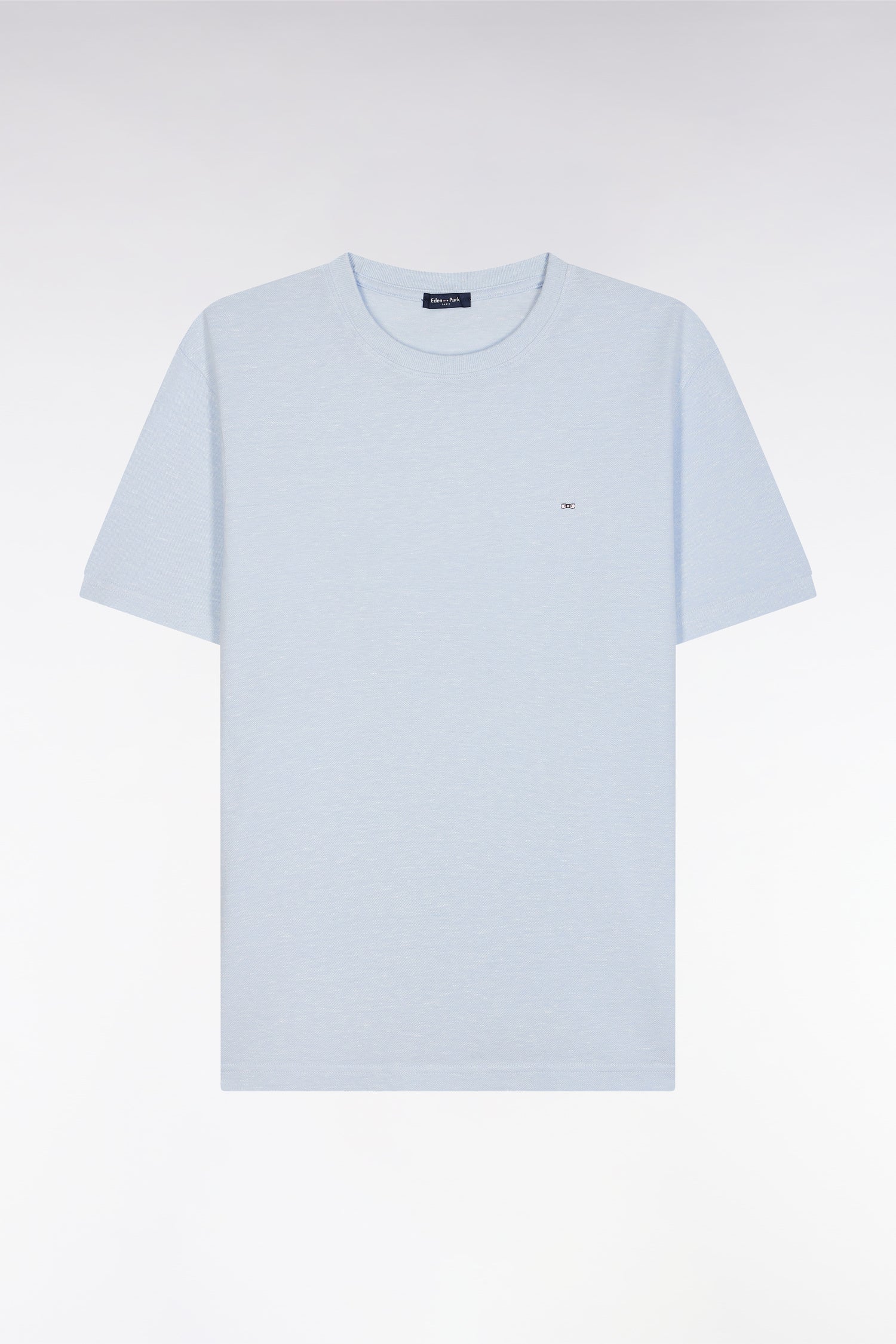 T-shirt en coton et lin bleu clair coupe droite
