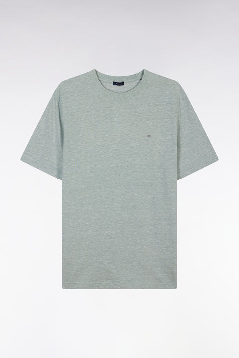Straight-fit medium grey T-shirt in cotton and linen blend - Image 2