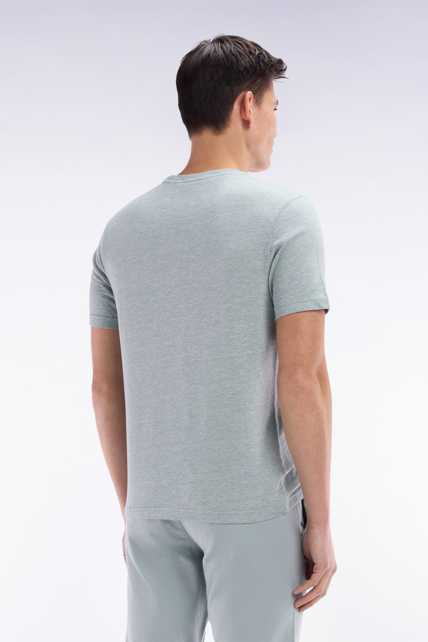 Tシャツ コットン製 と リネン グレー moyen ストレートフィット