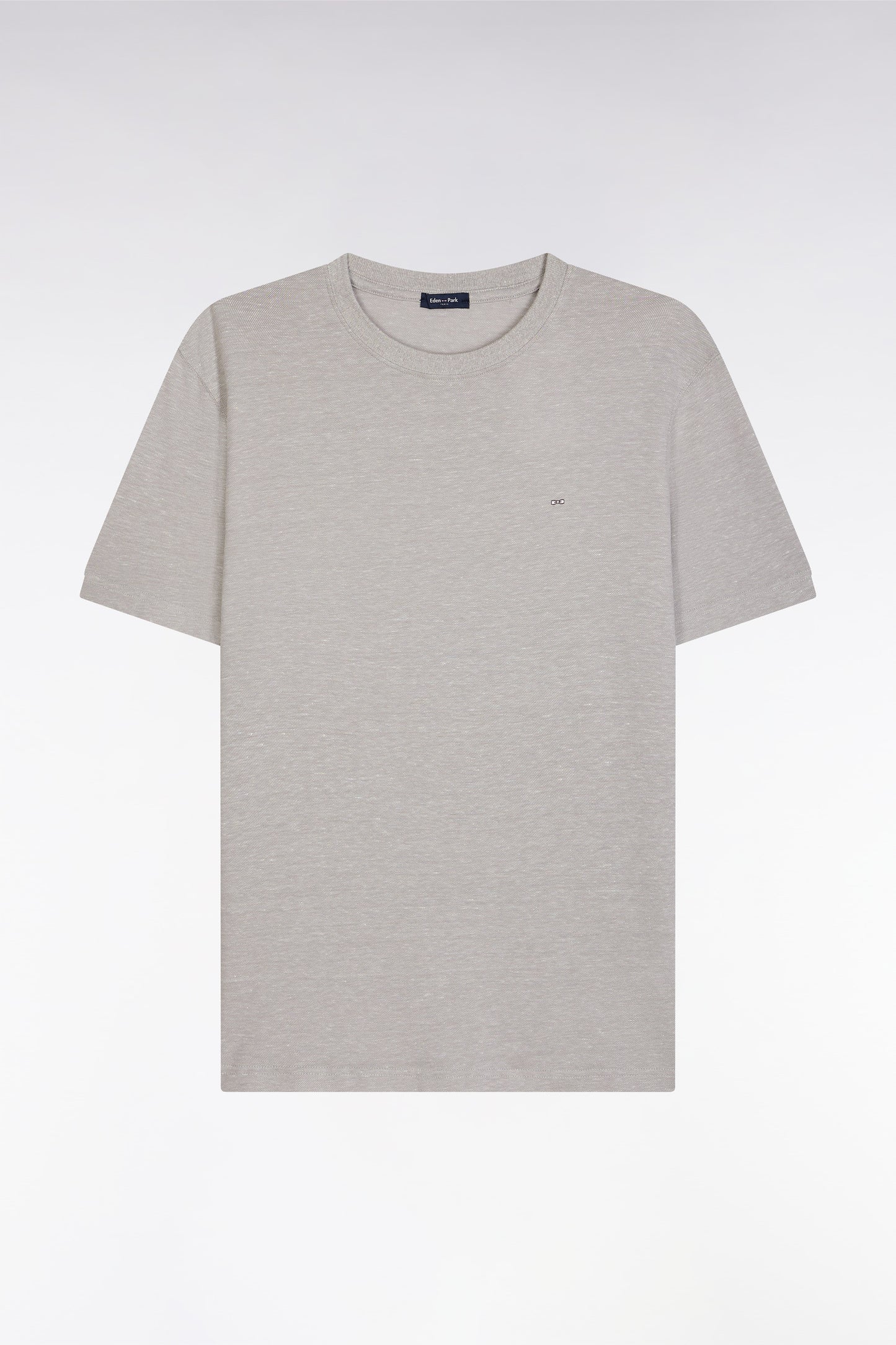 Straight-fit grey T-shirt in cotton and linen blend