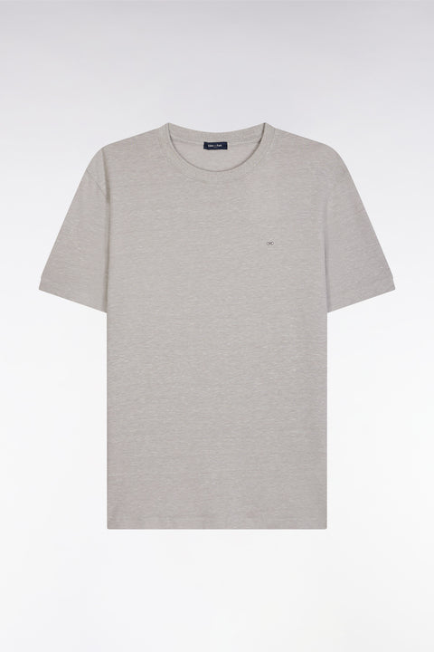 Straight-fit grey T-shirt in cotton and linen blend - Image 2