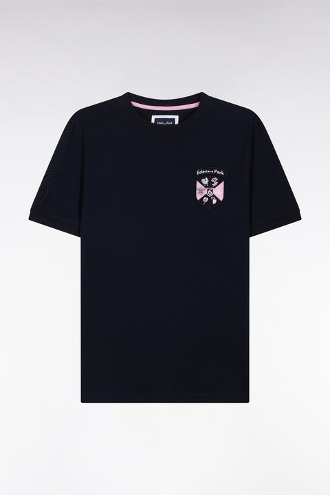 T-shirt en coton marine écusson 6 Nations coupe droite - Image 2