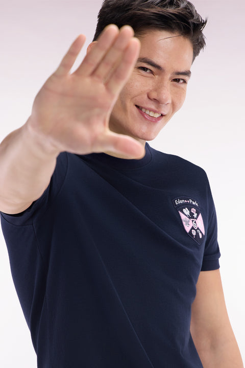 T-shirt en coton marine écusson 6 Nations coupe droite - Image 3