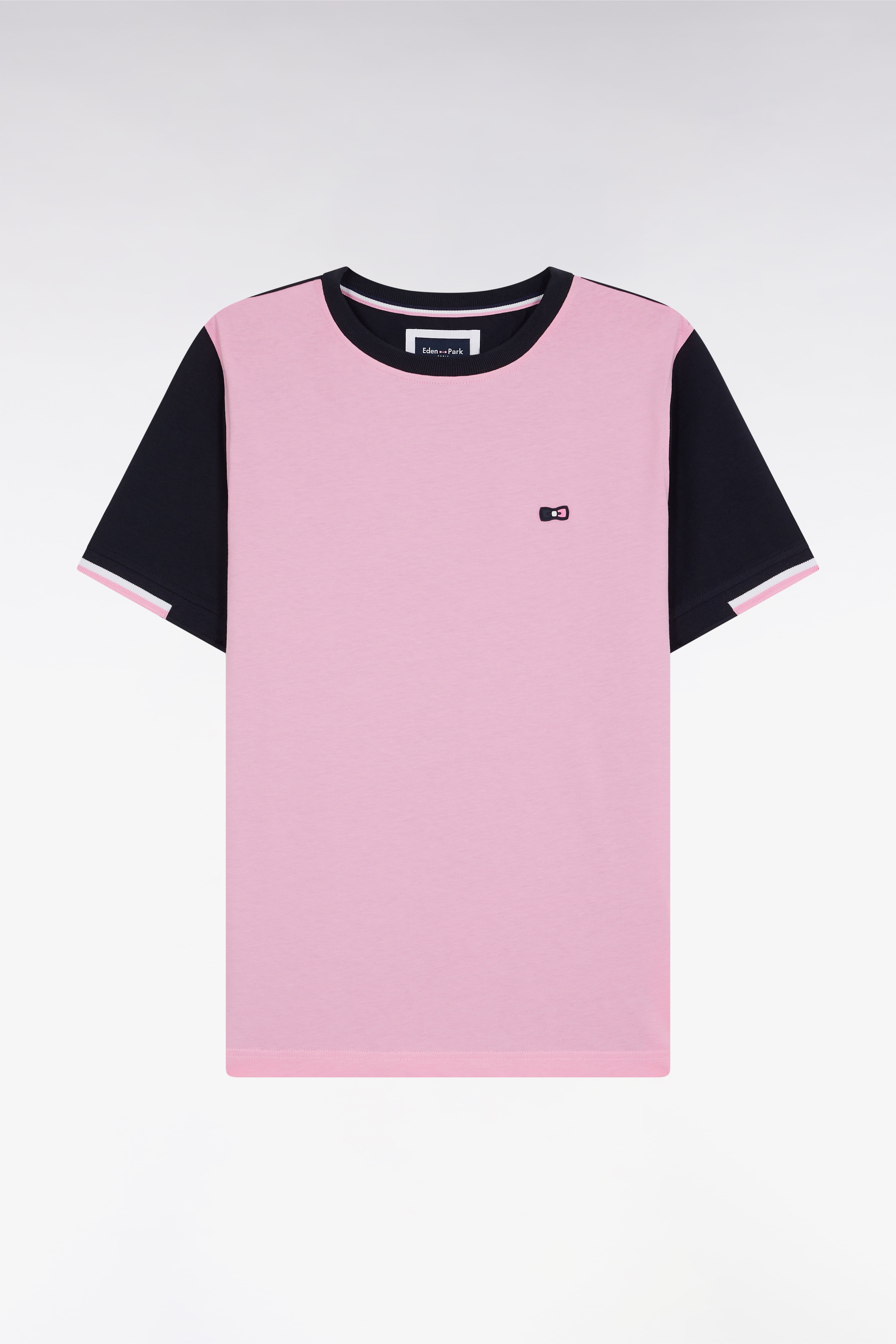 T-shirt à manches courtes en coton rose coupe droite