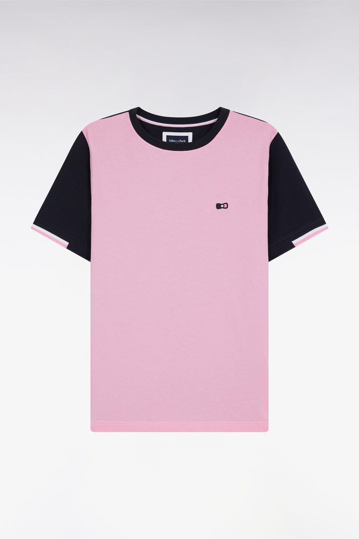 T-shirt à manches courtes en coton rose coupe droite