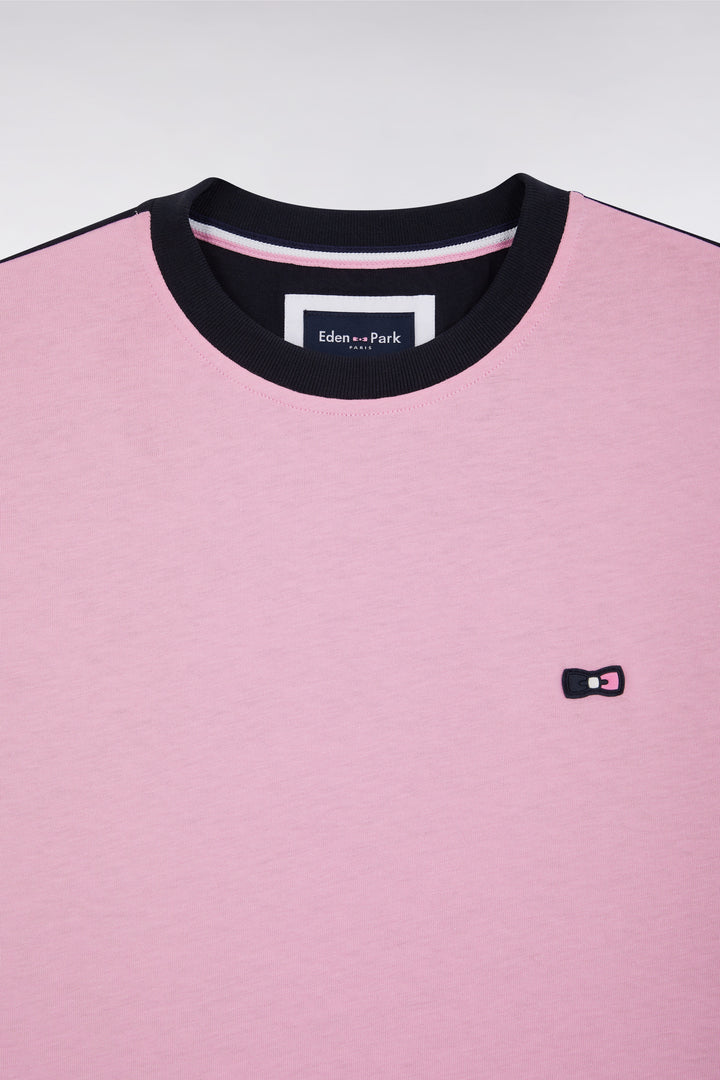 T-shirt à manches courtes en coton rose coupe droite