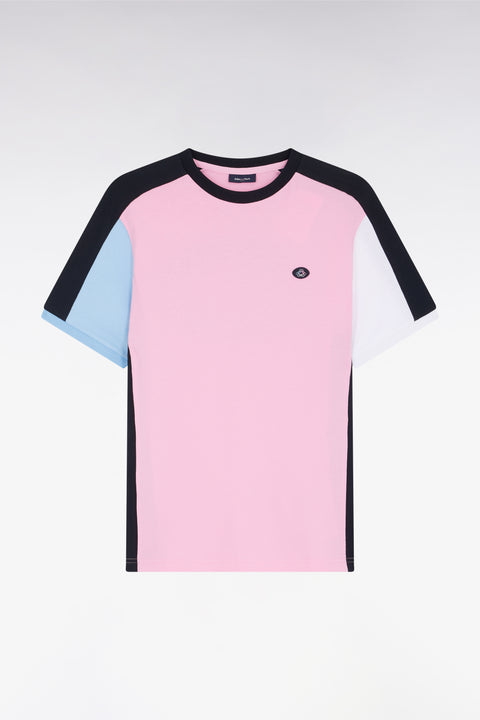 Straight-cut pink cotton short-sleeved T-shirt - Image 1