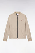Blouson zippé en nylon Soft Touch à col Teddy beige