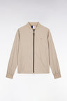Blouson zippé en nylon Soft Touch à col Teddy beige