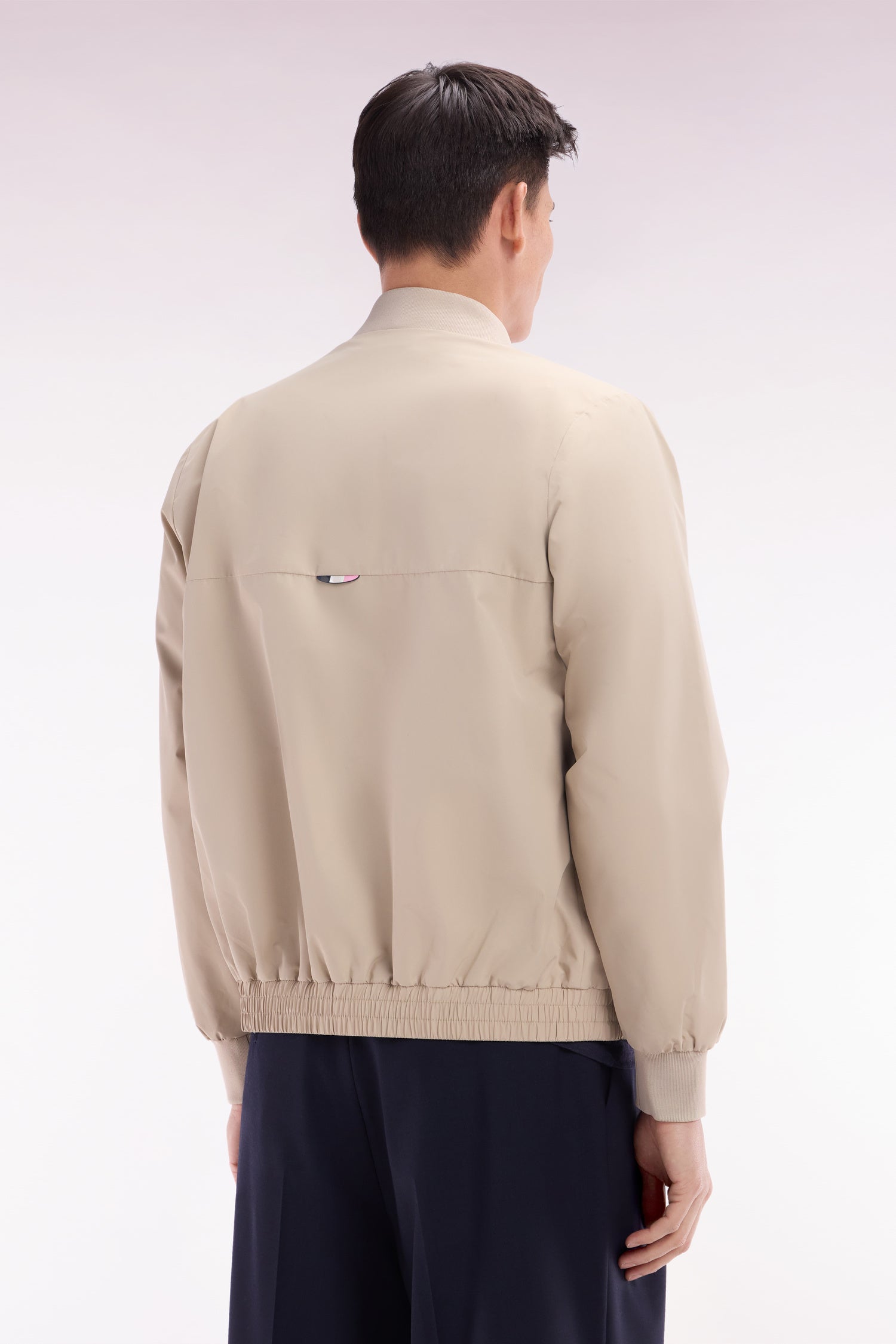 Blouson zippé en nylon Soft Touch à col Teddy beige