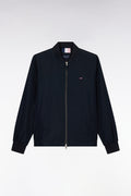 Blouson zippé en nylon Soft Touch à col Teddy marine