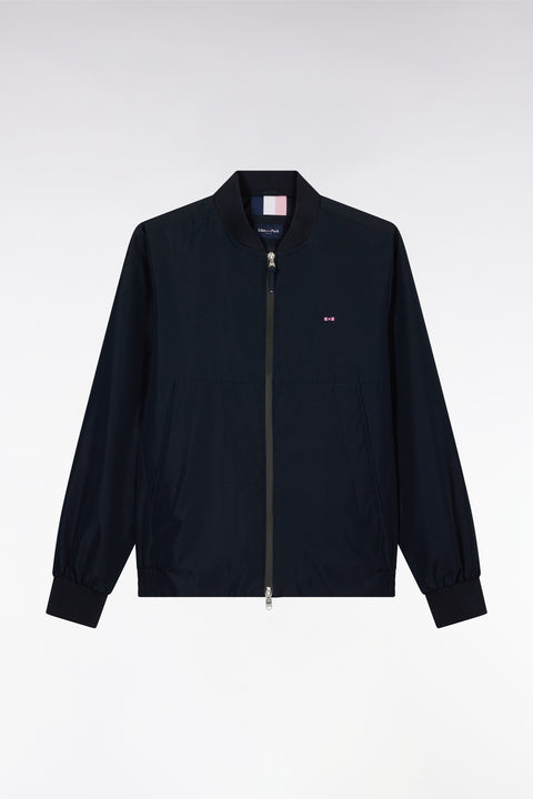 Blouson zippé en nylon Soft Touch à col Teddy marine - Image 2