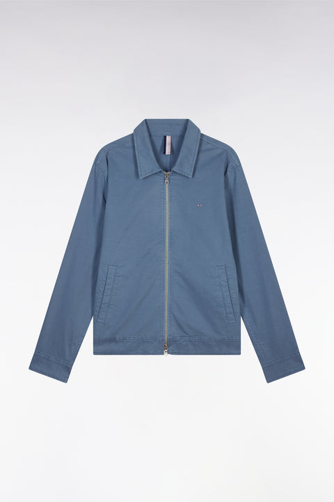 Blouson zippé en gabardine de coton stretch gris - Image 2