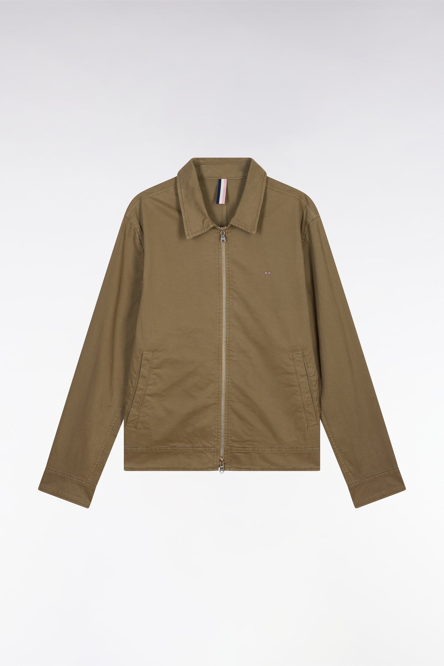 Blouson zippé en gabardine de coton stretch kaki