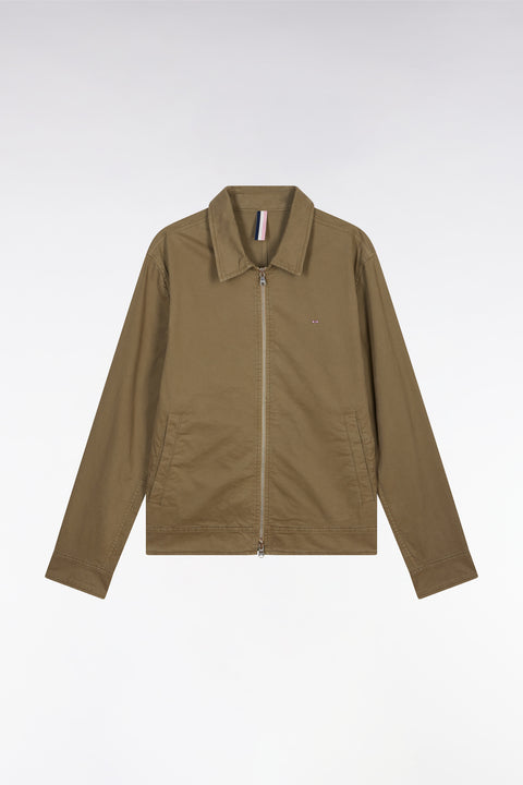 Blouson zippé en gabardine de coton stretch kaki - Image 2