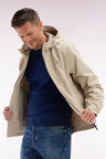 Blouson coupe-vent en nylon Soft Touch à capuche beige