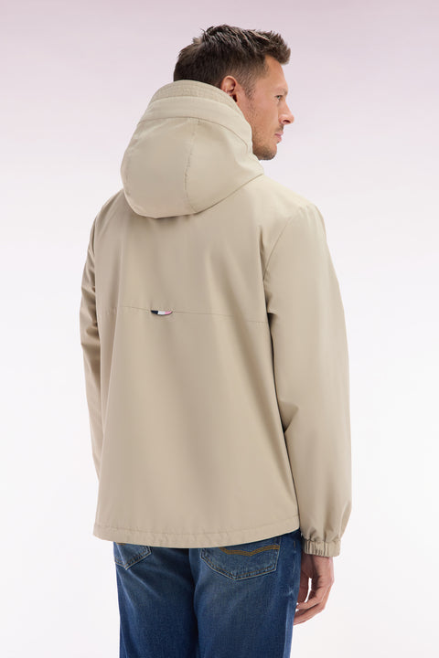 Blouson coupe-vent en nylon Soft Touch à capuche beige - Image 3