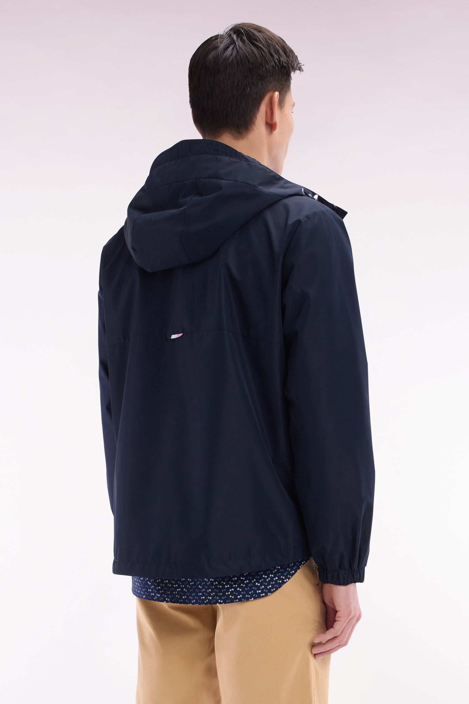 Blouson coupe-vent en nylon Soft Touch à capuche marine