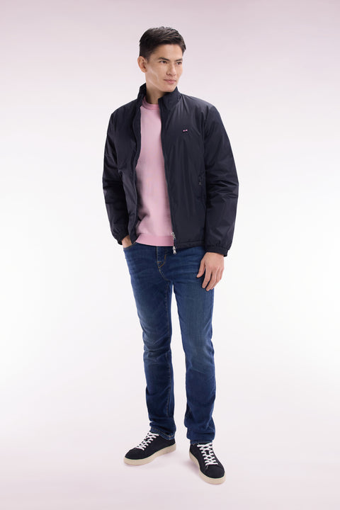 Blouson coupe-vent en nylon mat marine brodé - Image 3