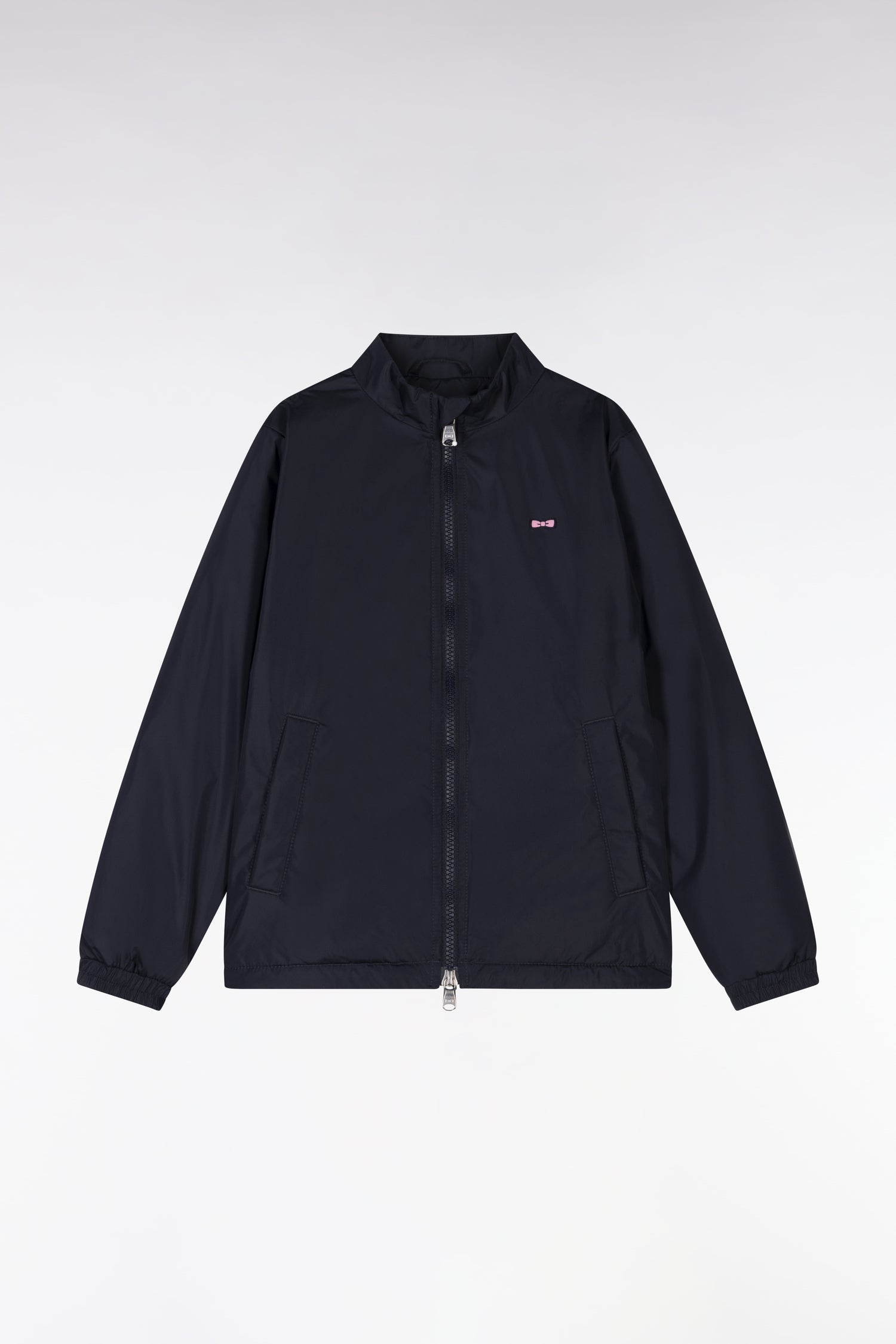 Blouson coupe-vent zippé bleu marine