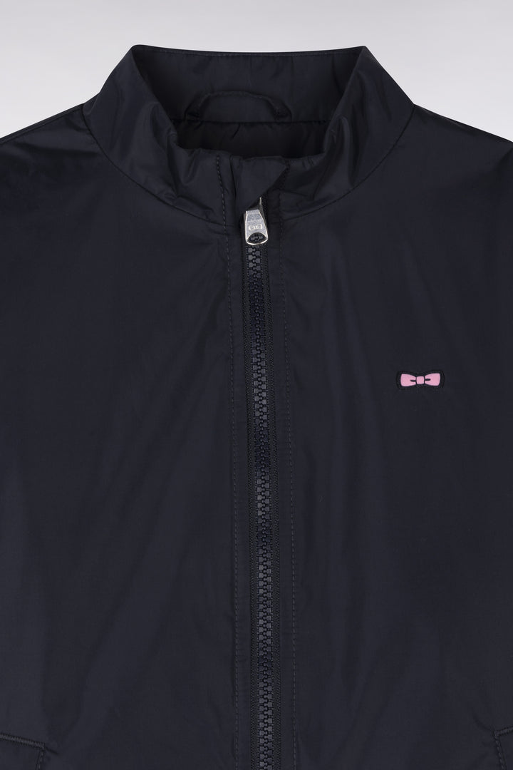 Blouson coupe-vent zippé bleu marine