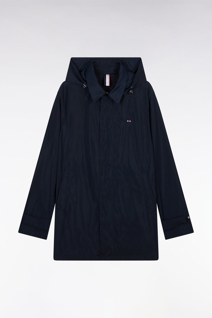 Imperméable à capuche bleu marine