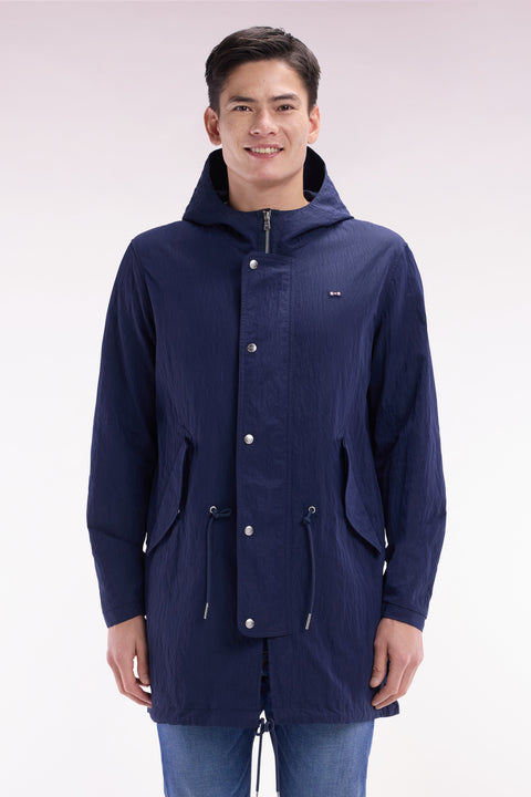 Lightweight navy parka with integrated hood - Image 1