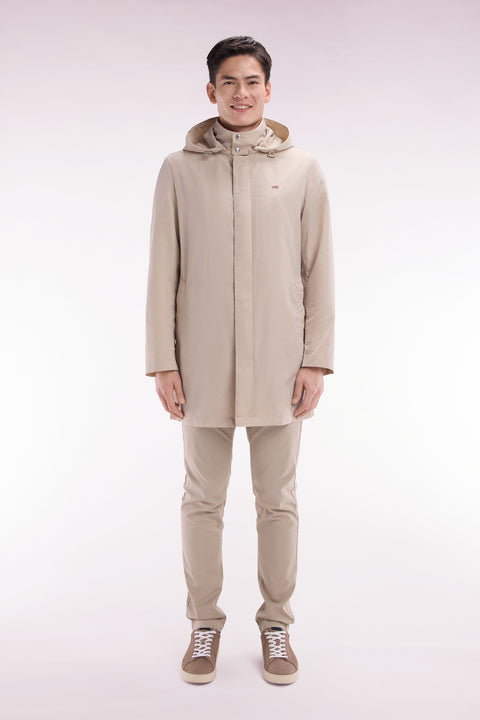 Parka à capuche intégrée beige - Image 1