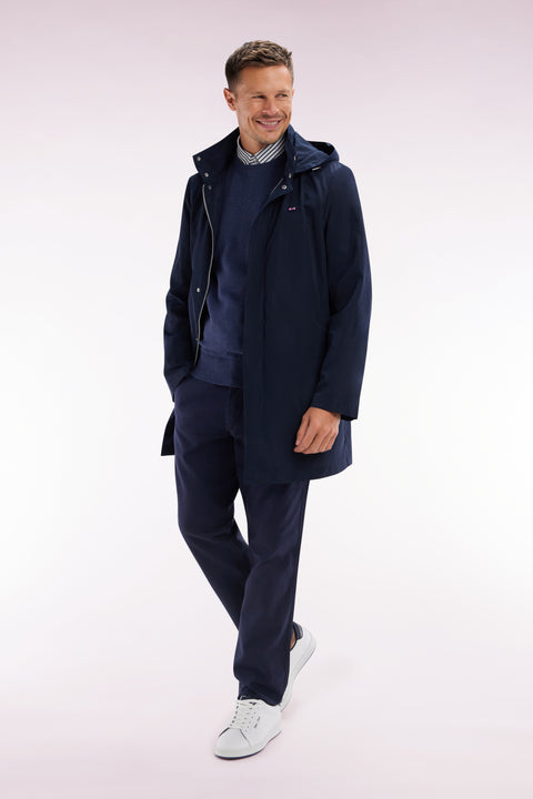 Parka à capuche intégrée bleu marine - Image 3