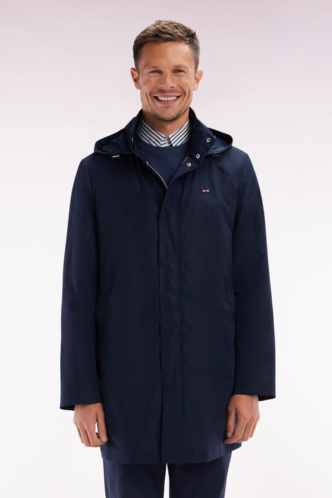 Parka à capuche intégrée bleu marine - Image 1