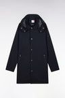 Navy blue parka with removable hood