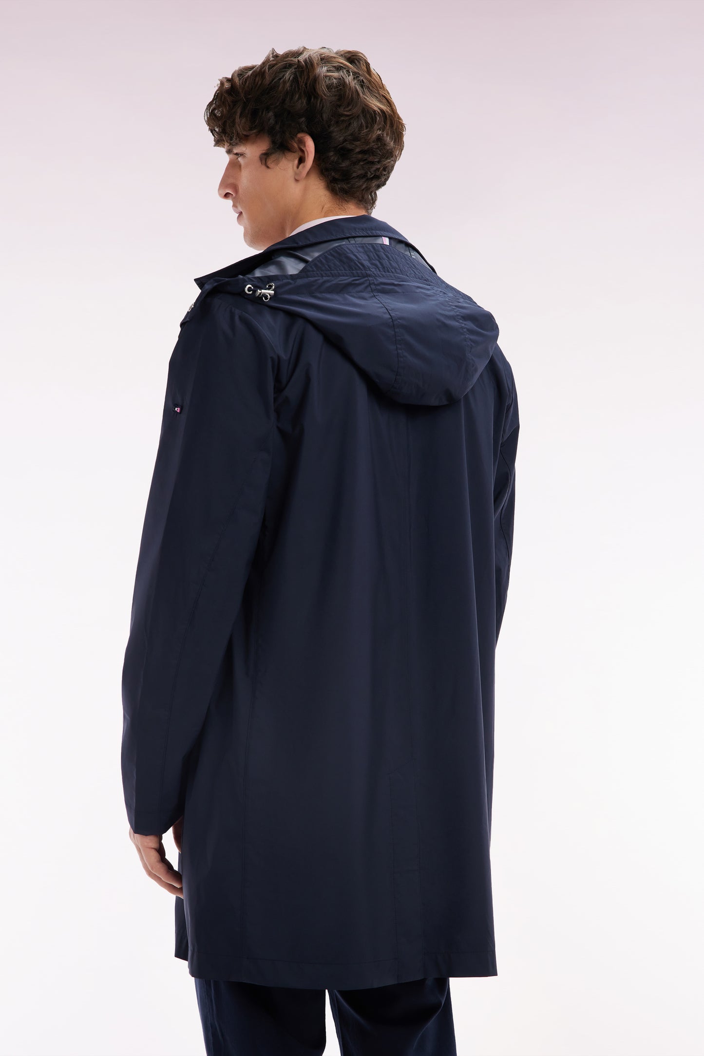 Navy blue parka with removable hood