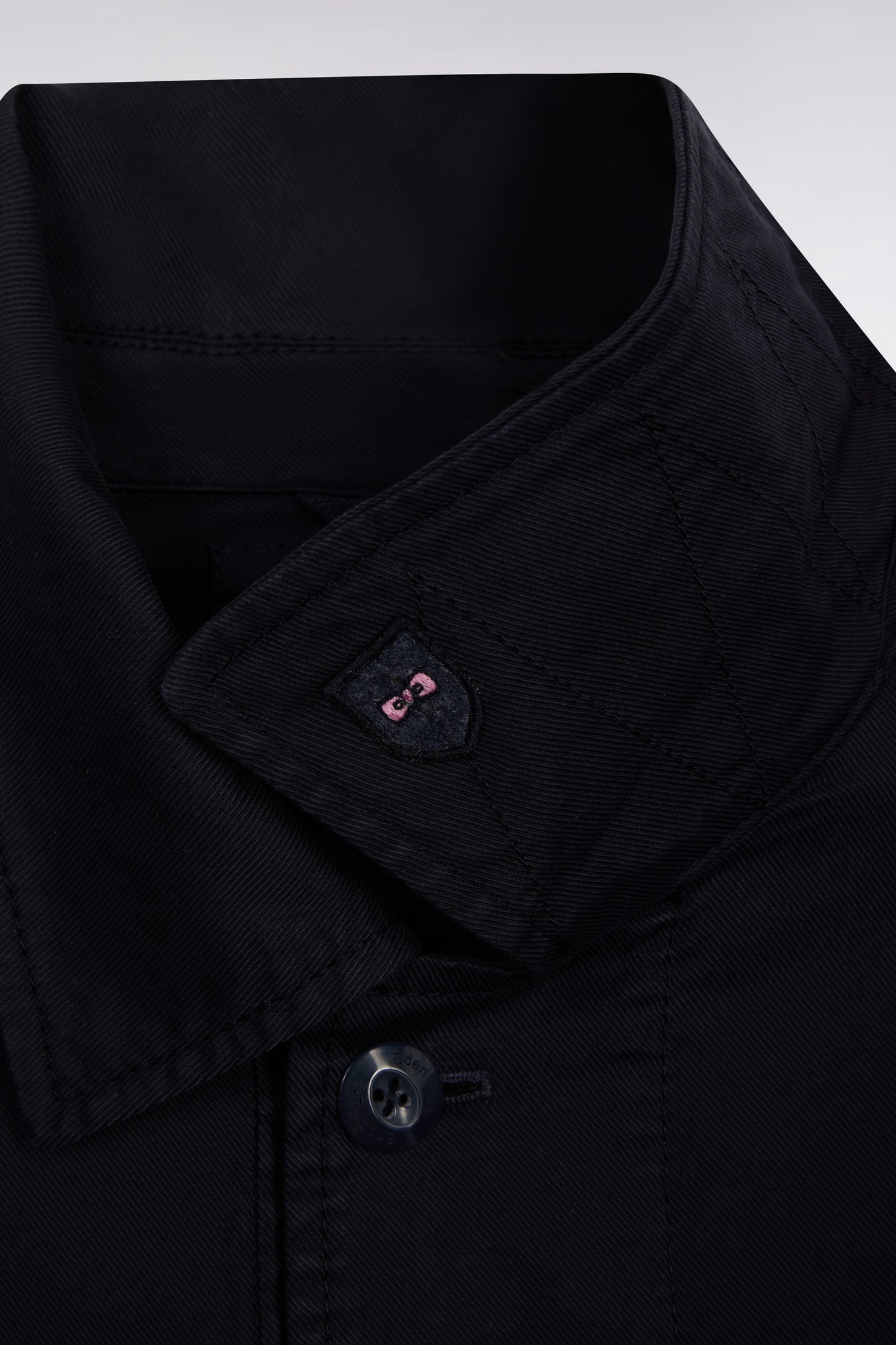Navy stretch cotton overshirt with patch pockets