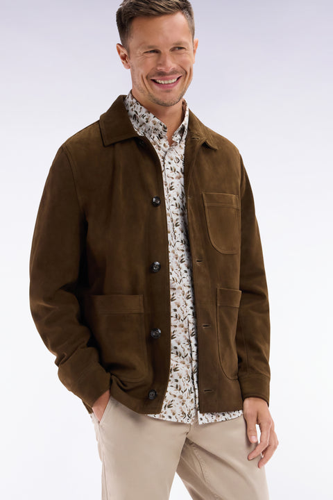 Surchemise en cuir suédé marron - Image 3