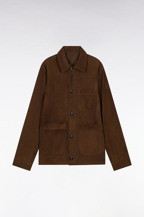 Surchemise en cuir suédé marron - Image 2