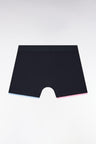 Boxer shorts in plain navy stretch cotton jersey with striped edges