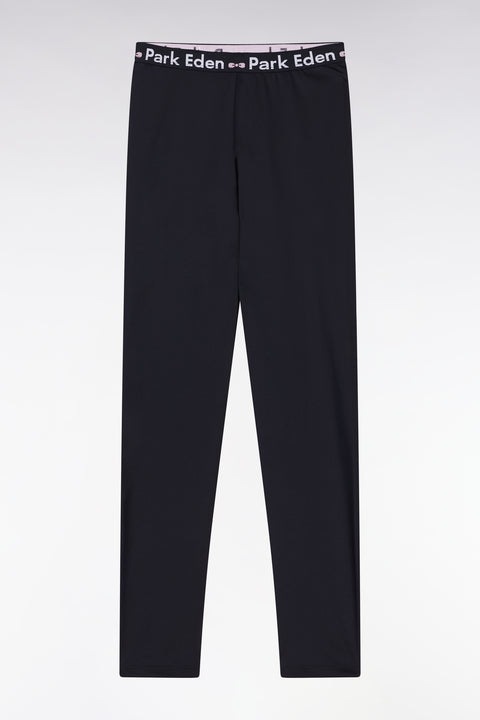 Legging stretch marine à taille élastique siglée - Image 1