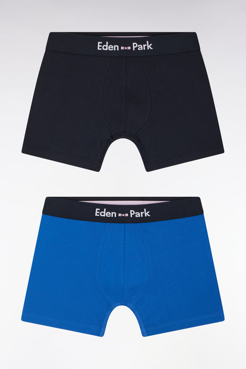 Lot de deux boxers en jersey de coton stretch marine et bleu - Image 1