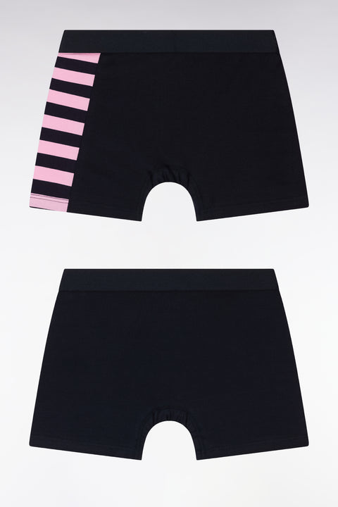 Lot de deux boxers en jersey de coton stretch marine et rose détails cerclés - Image 2