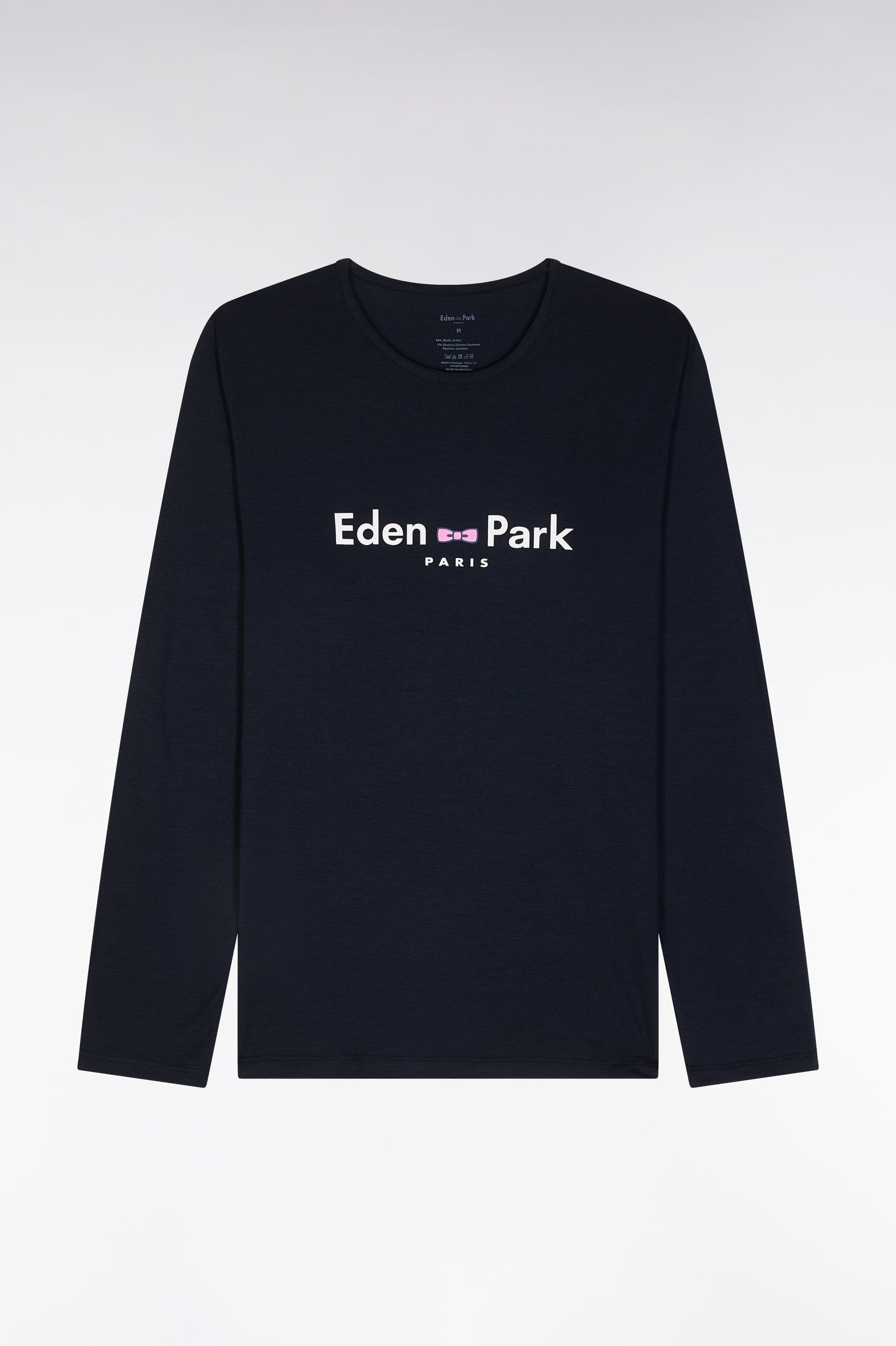 Eden Park logo navy cotton and modal long pyjamas - MISS BASES