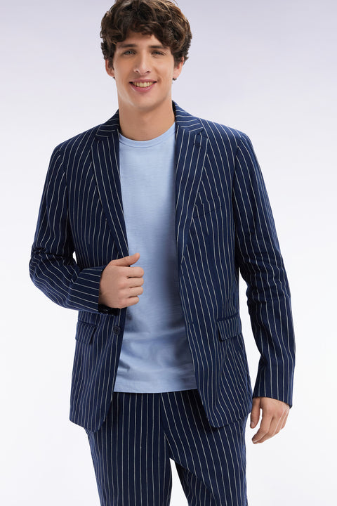 Veste de costume à rayures tennis marine coupe Modern - Image 3