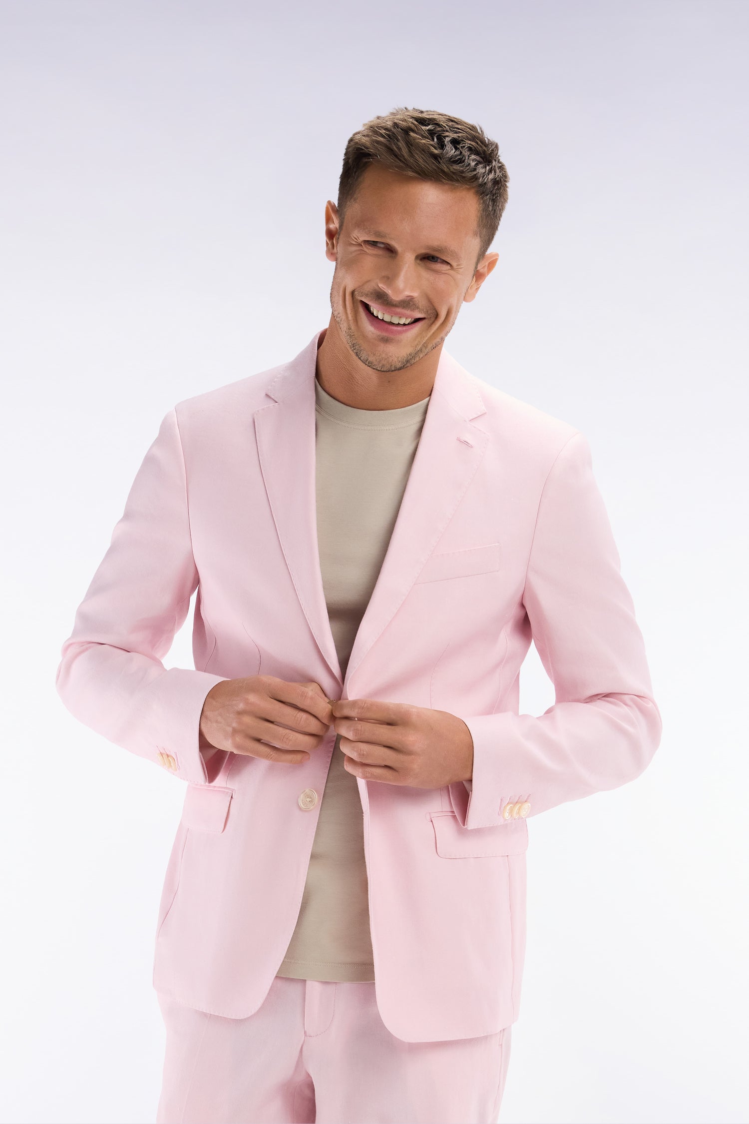 jacket of costume in linen and coton stretch pink