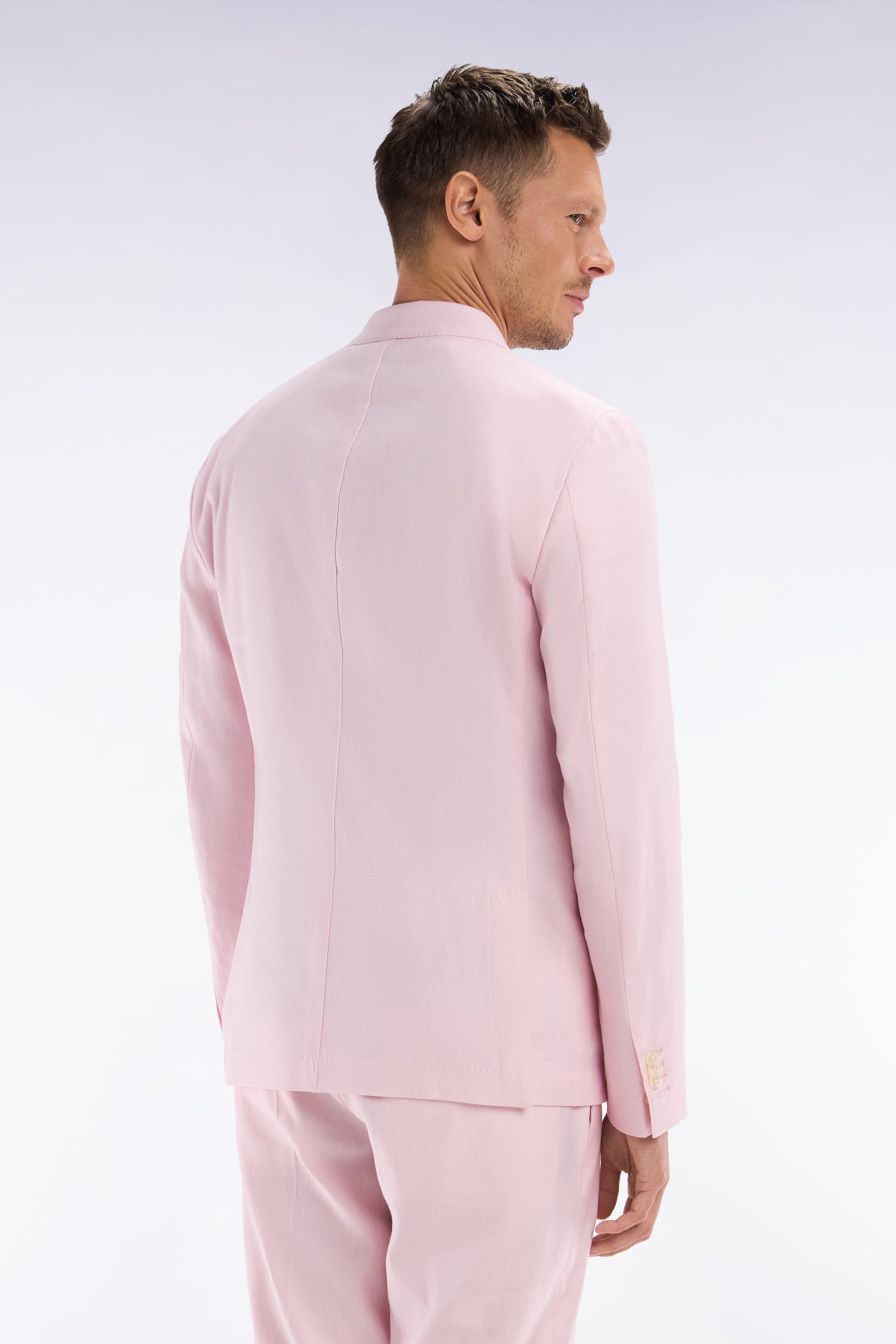 jacket of costume in linen and coton stretch pink