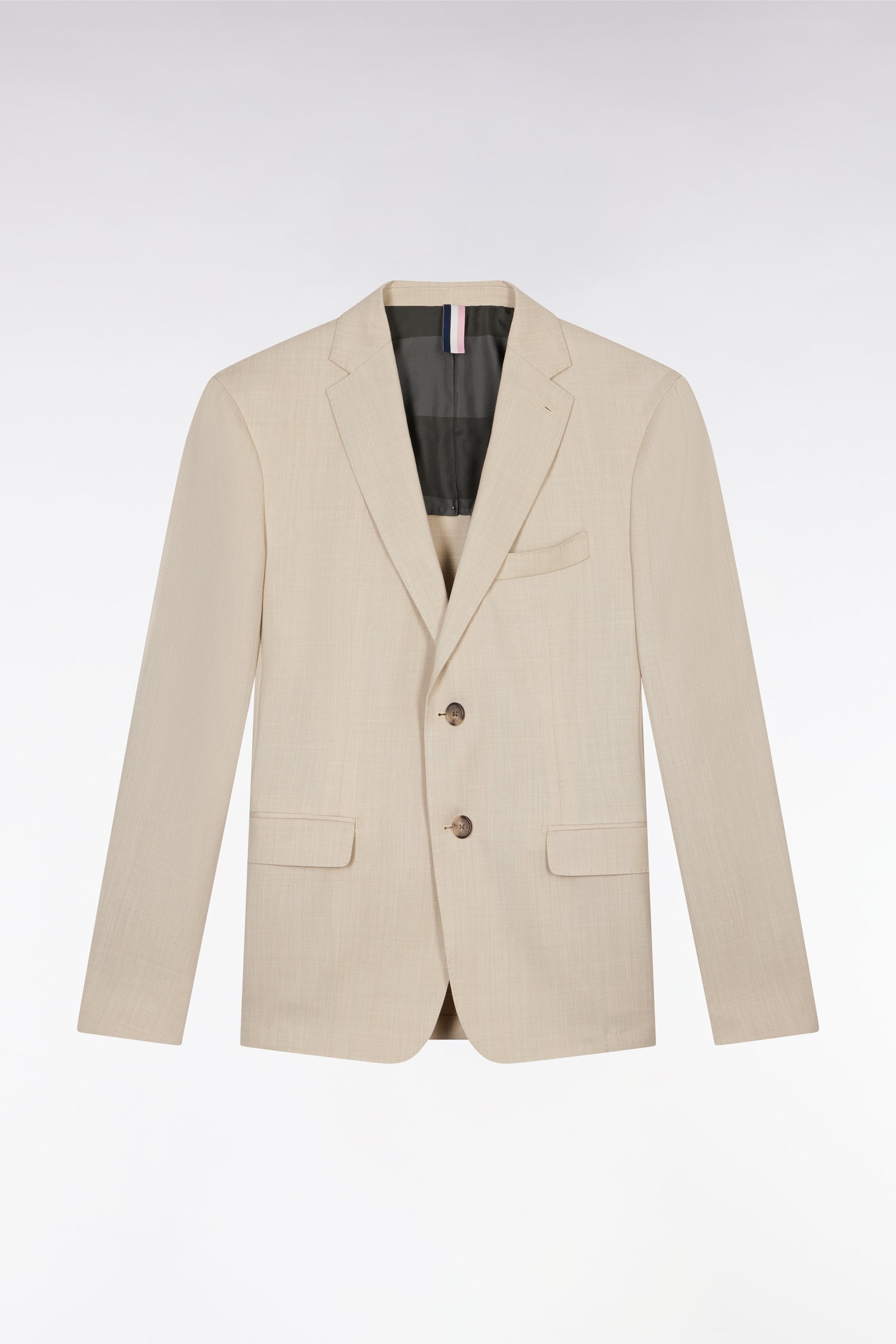 jacket in fil teint of laine and lin stretch mélangés beige