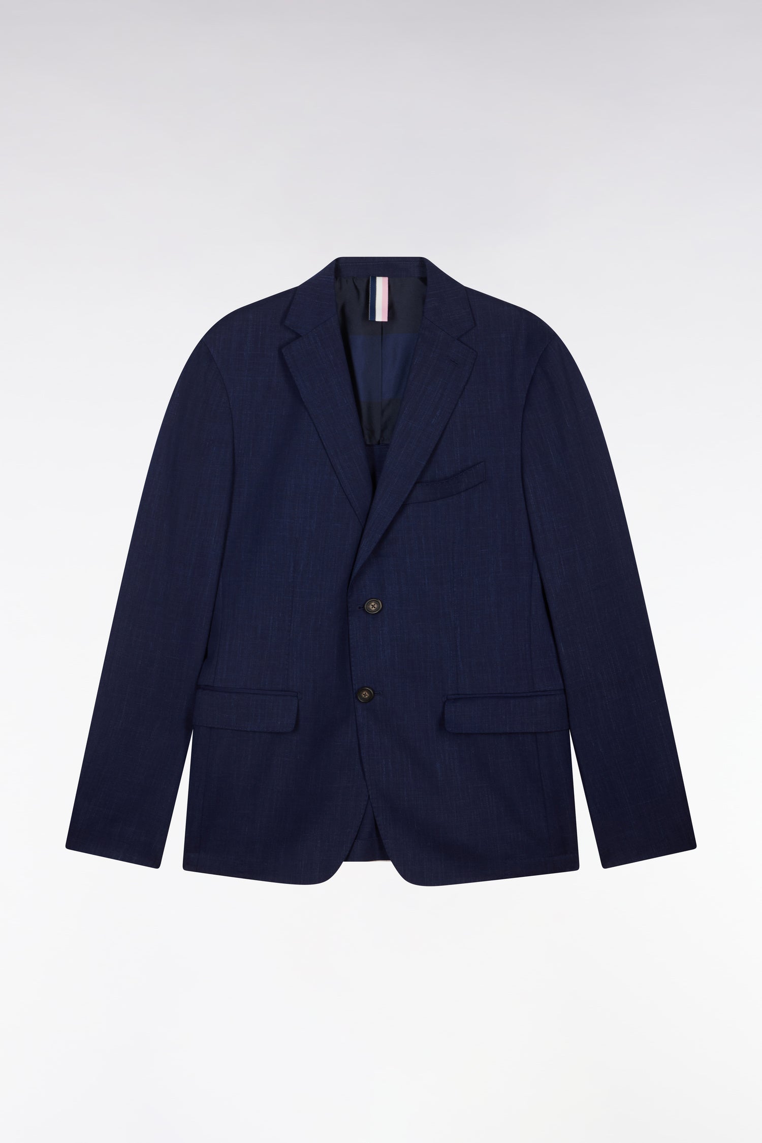 Sakko aus fil teint aus laine und lin stretch mélangés Marineblau