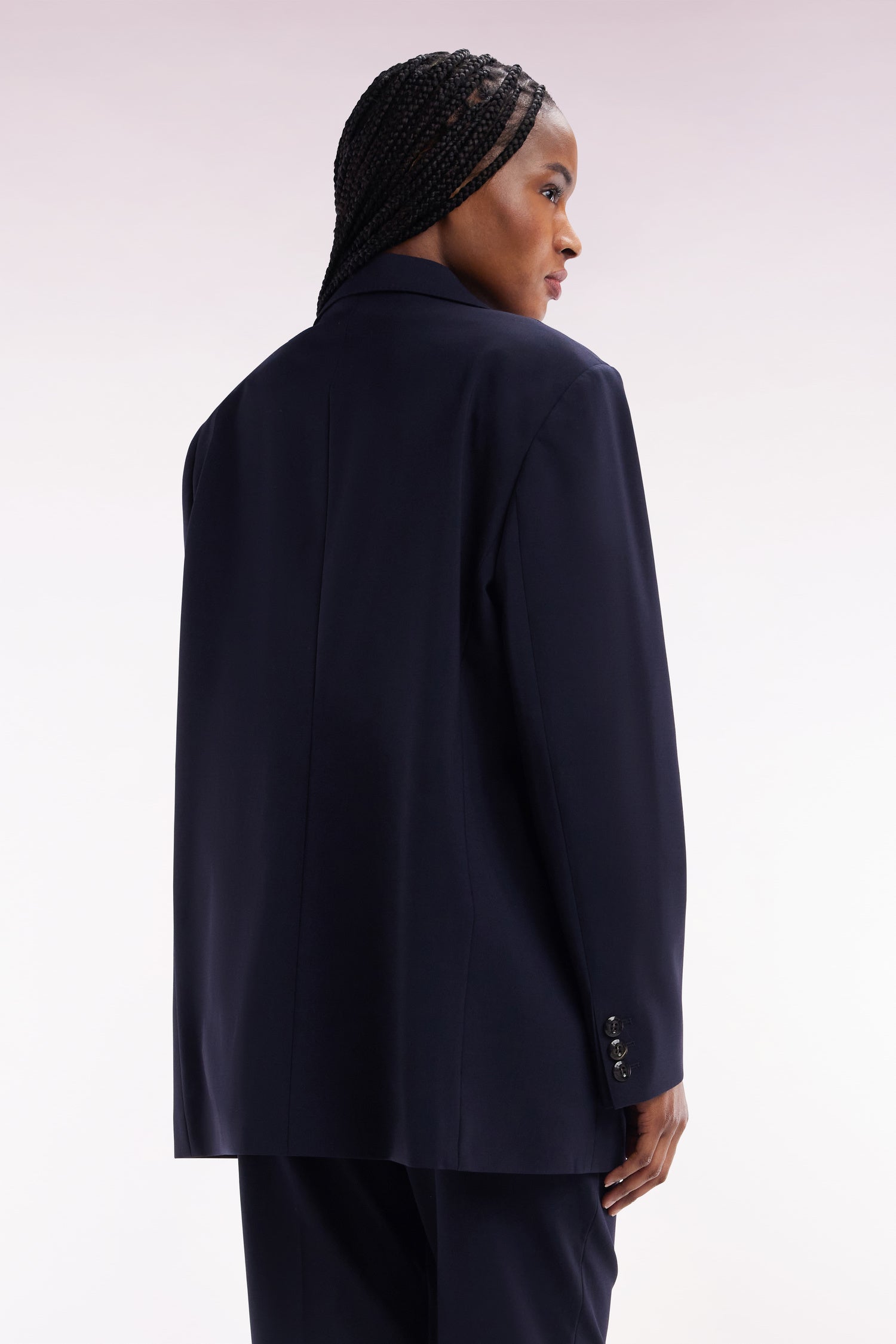 Veste de costume en laine vierge marine coupe Oversized