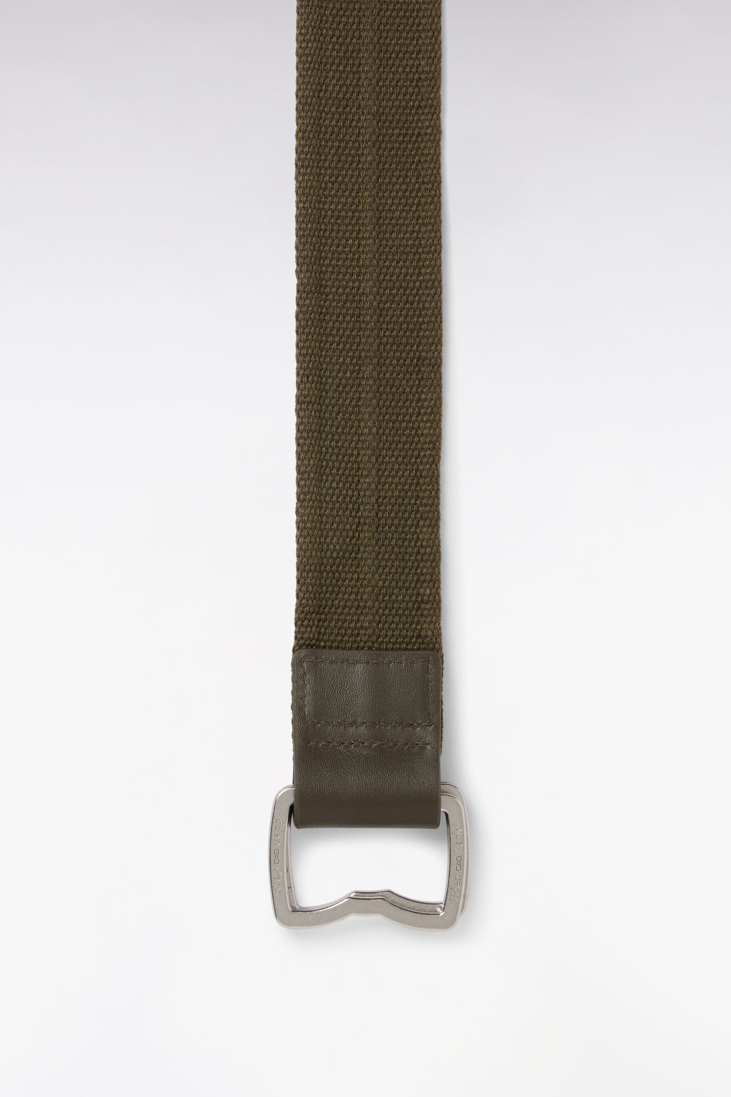 Ceinture en cuir et textile kaki à boucle nœud papillon