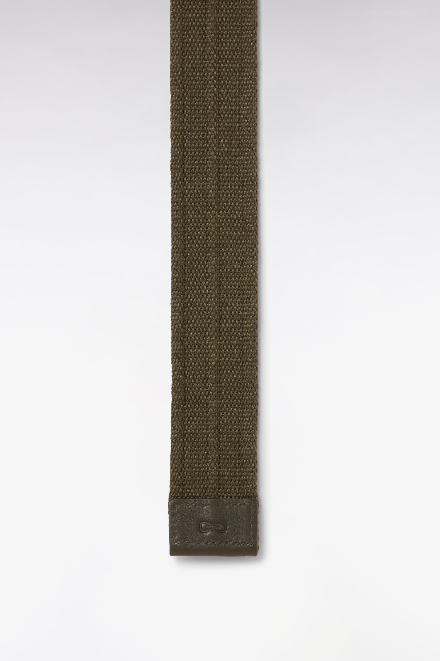 Ceinture en cuir et textile kaki à boucle nœud papillon