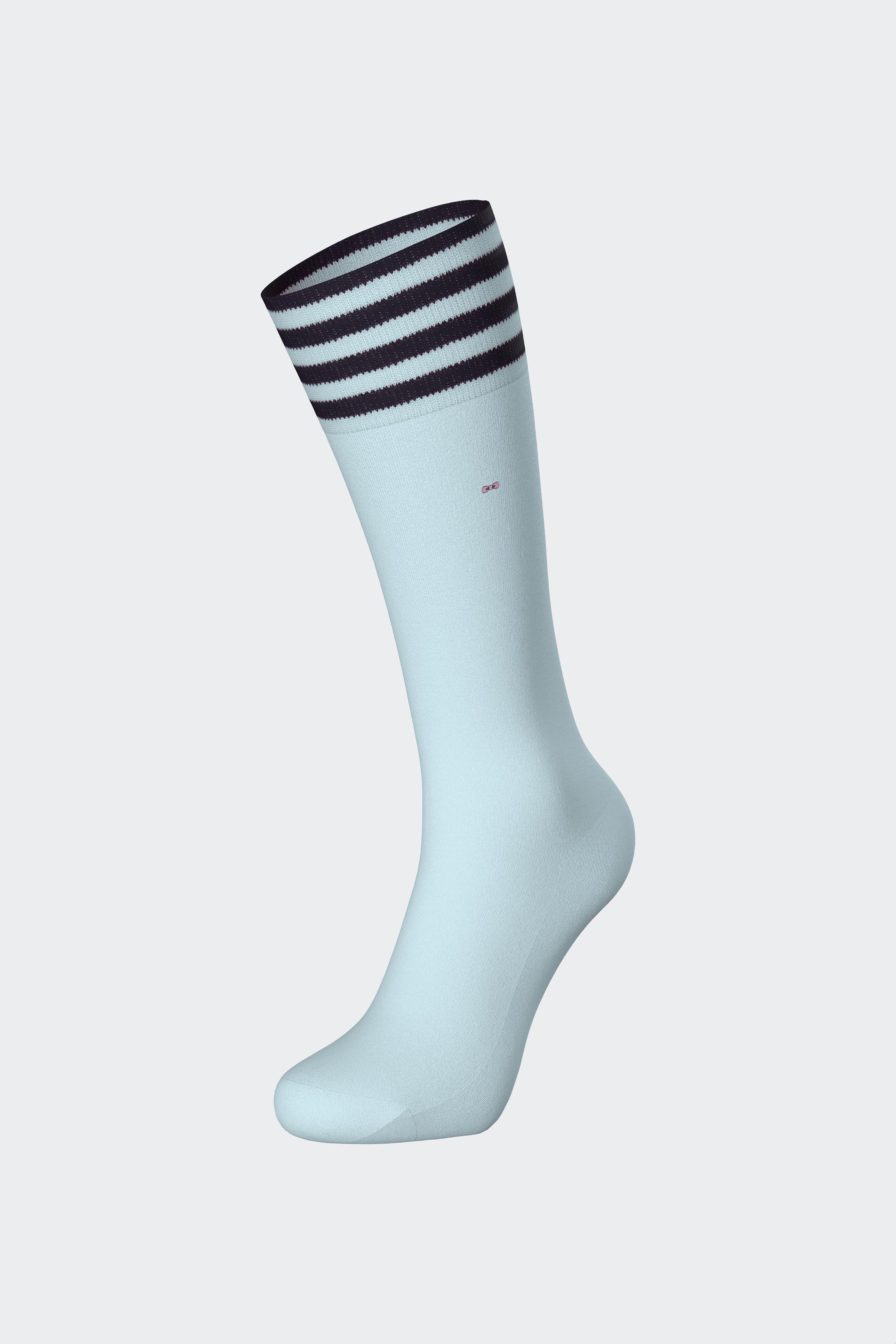 Paire de chaussettes en coton mélangé bleu ciel à bordure rayée