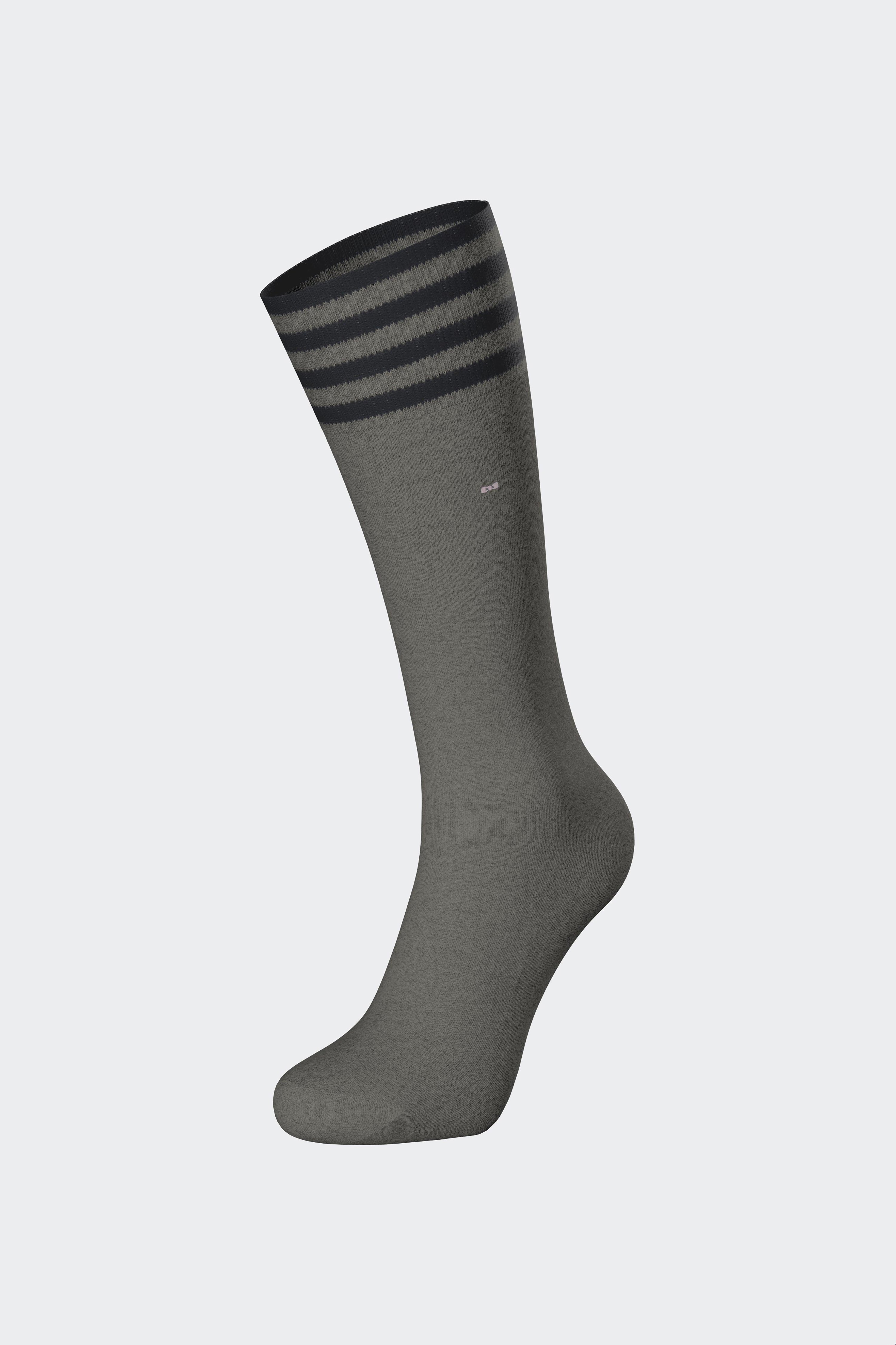 Paire de chaussettes en coton mélangé grise à bordure rayée